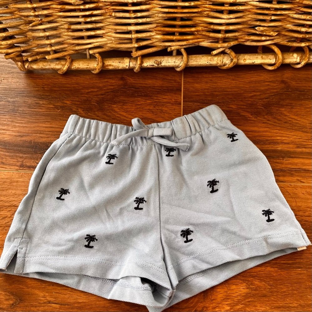 Polo Ralph Lauren girls blue cotton palm tree design shorts. Elastic waist